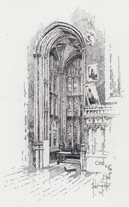 Oriel in the Hall (gravyr) av Herbert (after) Railton