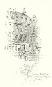 Bostad för Thomas Davies, London, där Dr Johnson och James Boswell först träffades (litho) av Herbert (after) Railton