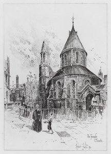 Temple Church (gravyr) av Herbert (after) Railton