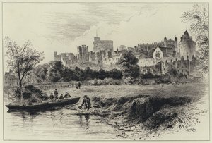 Windsor Castle från Berkshire Shore (gravyr) av Herbert (after) Railton