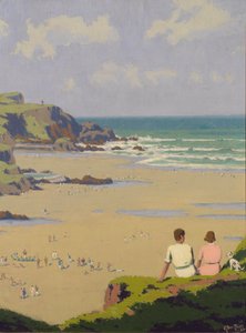 Summerleaze Beach (olja på duk) av Herbert Alker Tripp
