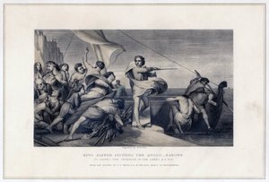 Kung Alfred hetsar anglosaxarna att avvärja invasionen av danskarna, 896, c1847