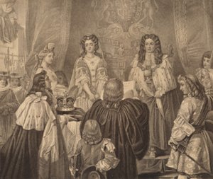 Kronan erbjöds till William och Mary, 1689, 1886
