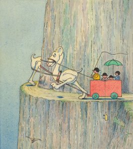 Figurer som går uppför en klippväg, ca 1910