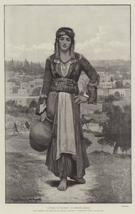 En kvinna från Nasaret, från utställningen Det heliga landet, från Jerusalem till Damaskus, på Dowdeswell Galleries, New Bond Street. av Herbert Gustave Schmalz