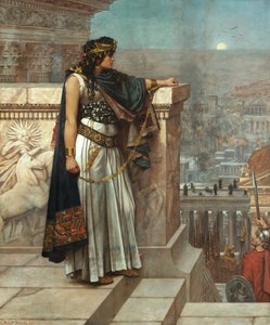 Romersk antiken: ""Zenobies sista blick på Palmyra"" Kejsarinnan av Palmyra Septimia Bathzabbai Zenobia tillfångatagen av den romerske kejsaren Aurelianus måste lämna sitt rike, 272"" Målning av Herbert Gustave Schmalz (1856-1935) 1888 konstgalleri oh