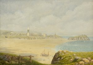 Tenby, the Beach (olja på duk) av Herbert Isambard Owen
