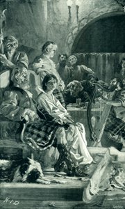 Scen i en höglandshövdings sal på 1600-talet av Herbert James Draper
