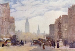 At Charing Cross (färg litho) av Herbert Menzies (after) Marshall