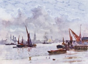 Battersea Reach (lito i färg) av Herbert Menzies (after) Marshall