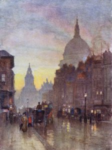 Cannon Street, sommarkväll (färg litho) av Herbert Menzies (after) Marshall