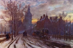 The Westminster Embankment (färg litho)