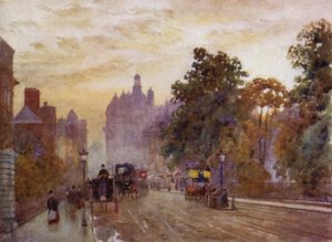 Västerut från Hyde Park Corner (färg litho) av Herbert Menzies (after) Marshall