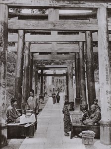 An Avenue of Torii vid Inari Temple (s/v foto) av Herbert Ponting