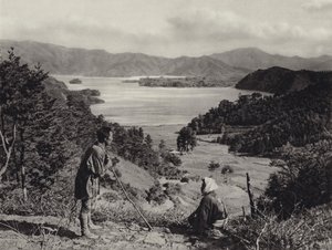 Japan på 1920-talet: Lake Kawaguchi (s/v foto) av Herbert Ponting
