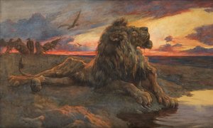 Studie för The Dying Lion (Akvarell)