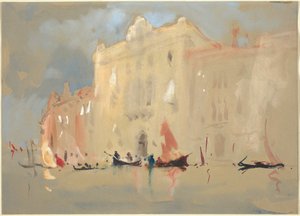 Gondoler framför ett palats vid Canal Grande i Venedig av Hercules Brabazon Brabazon