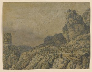 Bergsdal med platå, ca. 1625-30. av Hercules Seger