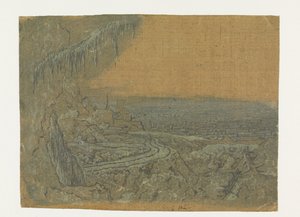 Avlägsen utsikt med en väg och mossiga grenar av Hercules Segers