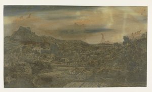Dal med en flod och en stad med fyra torn av Hercules Segers