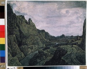 Stenig dalgång med en väg. Teckning av Hercules Pietersz Seghers (eller Segers