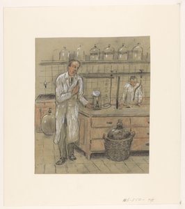 Två män i ett laboratorium av Herman Heijenbrock (possibly)