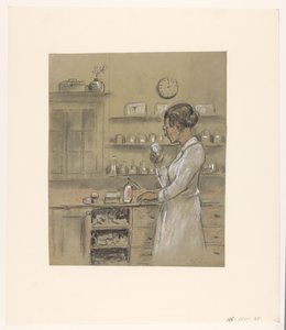 Kvinna i laboratoriet av Herman Heijenbrock (possibly)
