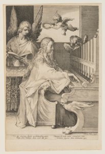 S:ta Cecilia spelar orgel med två änglar av Herman Jansz. Muller
