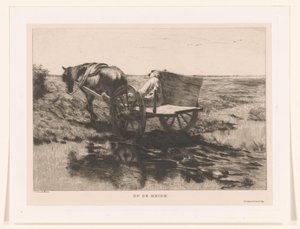 Hästvagn på heden På heden (titel på objekt) av Herman Johannes van der Weele