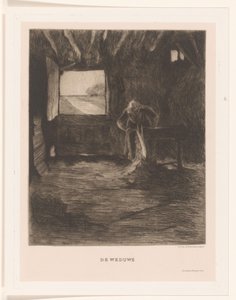 Kvinna i en lada Änkan (titel på objekt) av Herman Johannes van der Weele