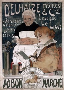 Reklamaffisch för Delhaize Frères & Cie Biscuits, 1900