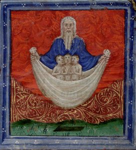 Gud Fadern med tre själar, uppväckt från den döda timboken, ca 1410 av Herman Scheerre