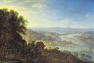 Rheindalen nära Erbach i Rheingau (olja på ekpanel)