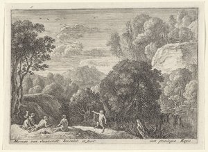 dansande satyr Landskap med satyrer (serietitel) av Herman van Swanevelt