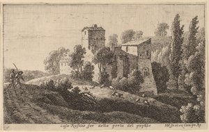 Gård bortom Porta del Popolo av Herman van Swanevelt
