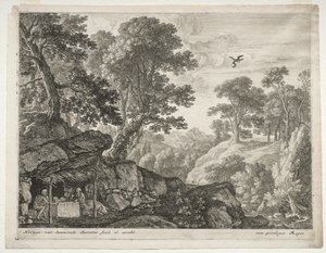 Landskap med Sts. Paul och Anthony. av Herman van Swanevelt