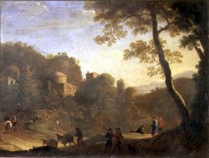 Landskap med figurer av Herman van Swanevelt