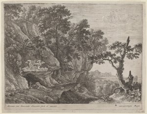 Den ångerfulla Magdalena i ett landskap av Herman van Swanevelt