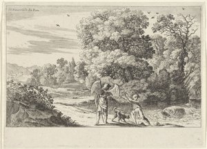 Tobias skräms av fisken Gamla testamentets scener (serietitel) av Herman van Swanevelt