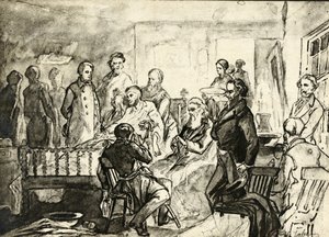 Abraham Lincoln på sin dödsbädd, ca 1865 av Hermann Faber
