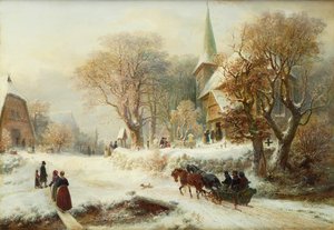 Gå till kyrkan (olja på duk)