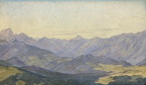 Mountain Valley i Oberbayern, 1829 (olja på papper)