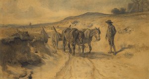On the Moorland, c.1855 (krita och penna på kartong)
