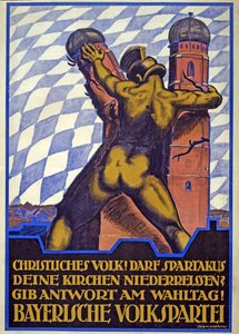 Valkampanjaffisch för det bayerska folkpartiet (färg litho) av Hermann Keimel