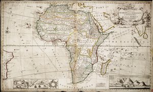Karta över Afrika, ca 1715 (kolorerad gravyr)