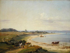 Kustlandskap (olja på papper nedlagt ombord) av Hermann Soltau