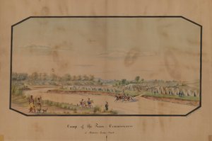 Fredskommissionärernas läger vid Medicine Lodge Creek, 1867.