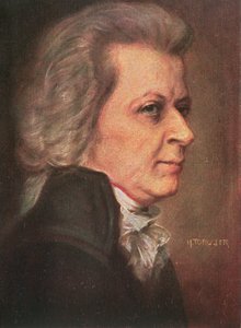 Wolfgang Amadeus Mozart (1756-91) pub. 1904 (lito i färg) av Hermann Torggler