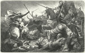 Kristna kämpar mot almohaderna i slaget vid Las Navas de Tolosa, Spanien, 1212 av Hermann Vogel