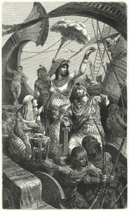 Cleopatra under slaget vid Actium, 31 f.Kr av Hermann Vogel